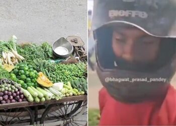 Fearing The Police, Wearing A Helmet Started Running The Cart, The Police Said – We Do Not Cut Challans – पुलिस के डर से हेलमेट पहनकर ठेला चलाने लगा बेचारा, पुलिस ने कहा