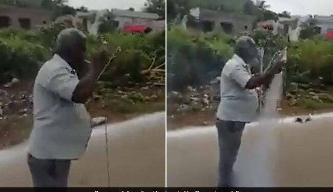 Man Releasing Rocket In Unique Style: Diwali Rocket Releasing By Man With Cigarette Shocking Hilarious Video Going Viral