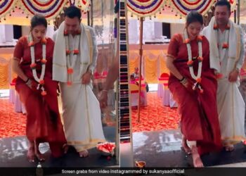 Bride Kicked Fast Glass Full Of Rice Jumped In The Air During Griha Pravesh Ceremony Will Leave You In Splits Internet Says Footballer Bahu