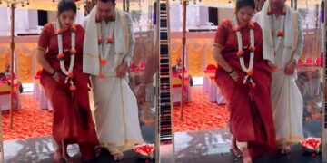 Bride Kicked Fast Glass Full Of Rice Jumped In The Air During Griha Pravesh Ceremony Will Leave You In Splits Internet Says Footballer Bahu