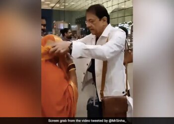 Woman Touches Feet Of Ramayan Actor Arun Govil Aka Ram At Airport See Viral Video