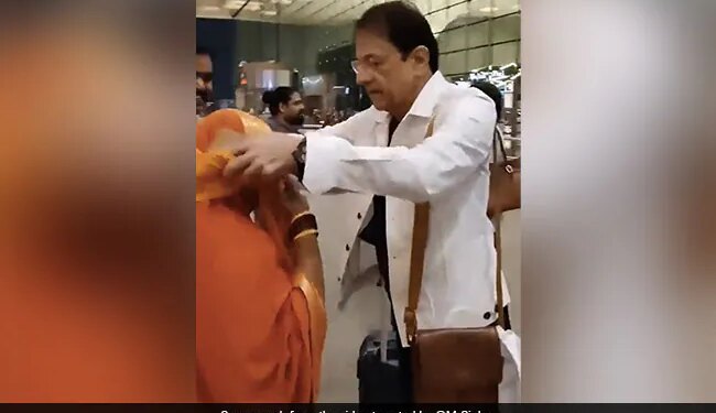 Woman Touches Feet Of Ramayan Actor Arun Govil Aka Ram At Airport See Viral Video