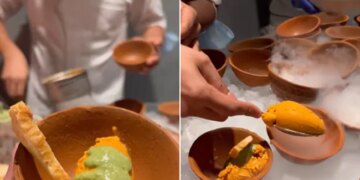 Butter Chicken Ice Cream With Pudina Chatni Video: Chef Served Mint Chutney Butter Chicken Ice Cream People Shocked