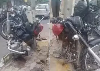 Watch: Video Of Bullet Bike Draping A Pole After The Accident Went Viral On Social Media