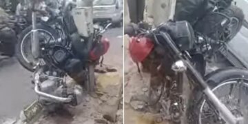 Watch: Video Of Bullet Bike Draping A Pole After The Accident Went Viral On Social Media
