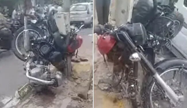 Watch: Video Of Bullet Bike Draping A Pole After The Accident Went Viral On Social Media