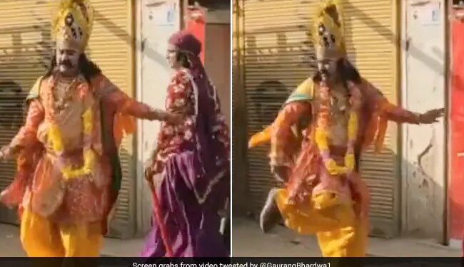 Raavan Dance Video Man Dressed As Ravan Dancing To Haryanvi Song On Street Ravan Ka Dance Video Viral – रावण के डांस ने मचाया तहलका, हरियाणवी गाने पर लगाए खूब ठुमके, लोग बोले