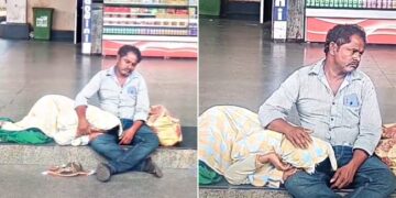 Woman Sleeping Peacefully On Man Lap Internet Says Thats Love See Heartwarming Video – ज़मीन पर बैठे शख्स की गोद में सिर रखकर सो रही थी महिला, लोग बोले