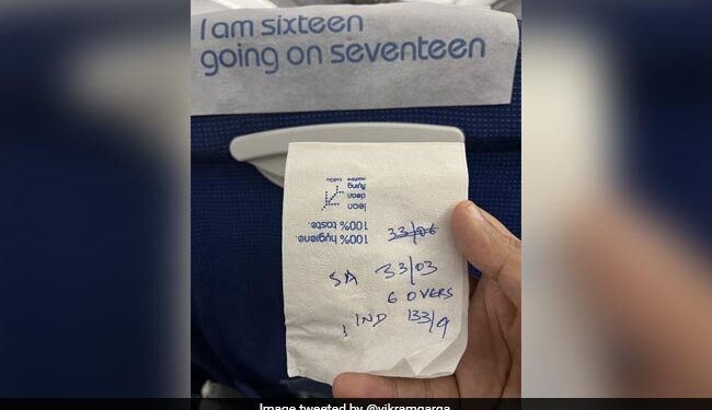 Pilot Sends Handwritten Cricket Score Update To Passenger Onboard Flight Internet Calls It Epic