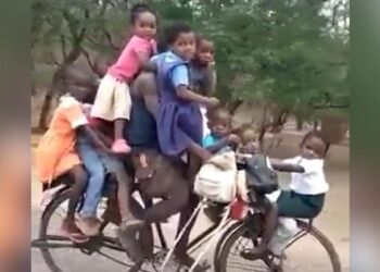 Kids Going To School On Cycle: Viral Video Of A Man Carrying 9 Kids On One Cycle To School