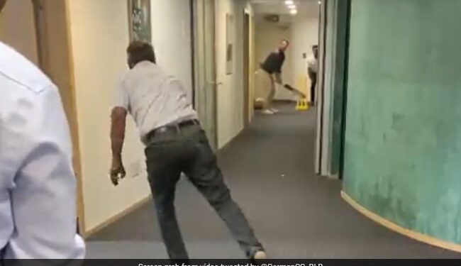 German Officials Learn Cricket Inside Office From Indian Colleagues See Viral Video