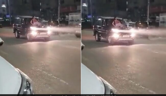 Girl Doing Stunt Sitting On Scorpio Car Bonnet In Noida Goes Viral Vehicle Seized