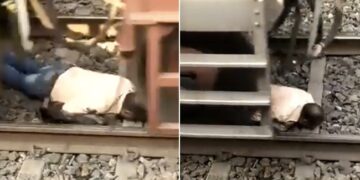 Man Came Under Train During Crossing The Track Suddenly Train Moves Then This Happened Next In Bhagalpur Watch Shocking Video