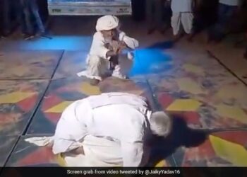 Nagin Dance Video Elderly Man Doing Naagin Dance Lying Down On Dj Floor With Friend Funny Dance Video Viral – डीजे फ्लोर पर नागिन बने बुजुर्ग ने मचाया धमाल, लेट-लेटकर किया डांस, बीन बजाकर थका सपेरा, लोग बोले