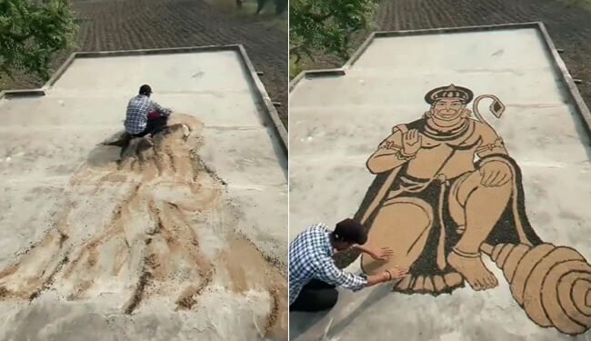 Artist Made Picture Of Hanuman Ji From Clay: Talented People Brilliant Artwork Video Goes Viral On Social Media