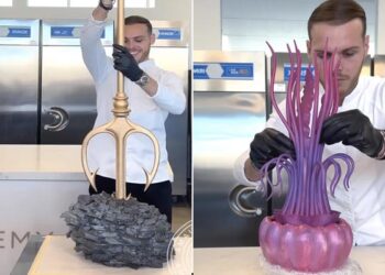 Pastry Chef Creating The Sacred Trident: Chef Creates Sacred Trident From Aquaman Using Chocolate
