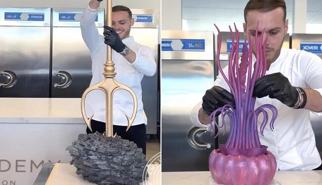 Pastry Chef Creating The Sacred Trident: Chef Creates Sacred Trident From Aquaman Using Chocolate