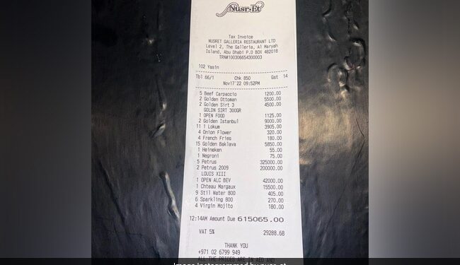 Turkish Chef Salt Lei Shares Rs 1.36 Crore Bill, Says Quality Is Never Expensive – तुर्की के शेफ साल्ट लेई ने शेयर किया 1.36 करोड़ रुपये बिल, कहा