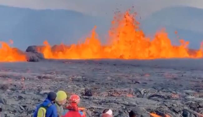Volcano Eruption In Iceland: Tourists Came To Watch The Volcano Lava At Reykjanes Peninsula In Iceland