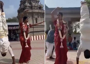 Weird Photoshoot: Groom Standing On His Head In Frant Of Bride Pre Wedding Photoshoot