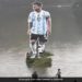 Football Star Lionel Messi 30 Feet Tall Cut Out Stands In Kerala River See Viral Video