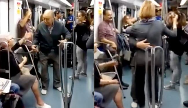 Elderly Man Started Dancing In Metro: Hilarious Viral Video Of Elderly Man Dances With Younger Woman After Wife Refuses