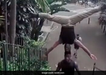 Viral Video: Man Climbs Staircase While Holding Another Man On His Head