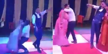 Man Lifting The Woman In His Lap On Dance Floor Fell Down Badly Internet Loves This Funny Viral Video – डांस फ्लोर पर शख्स को चढ़ा रोमांस, महिला को गोद में लगा उठाने, फिर जो हुआ, लोग बोले