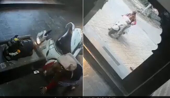 Girl Starts Scooty And Crashes Inside The Temple Infront Of God Internet Says Papa Ki Pari Ka Talent Old Video Goes Viral