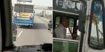 Haryana Roadways Driver Smokes Hookah While Driving Bus, Caught On Camera