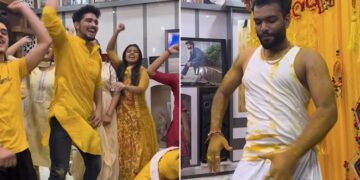 Groom Dancing To A Popular Bhojpuri Song On His Haldi Ceremony With His Friends Internet Loves It See Viral Dance Video
