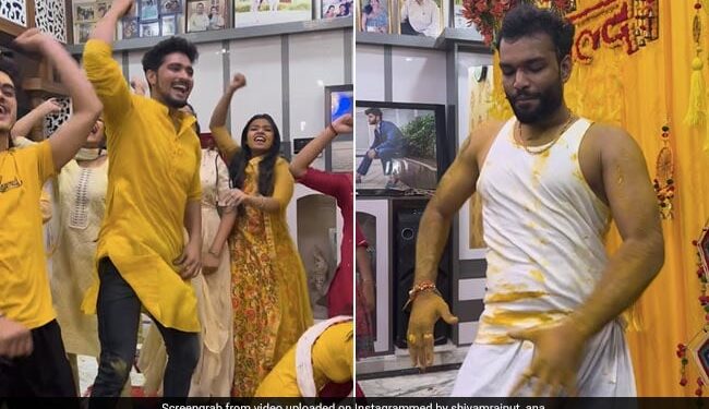 Groom Dancing To A Popular Bhojpuri Song On His Haldi Ceremony With His Friends Internet Loves It See Viral Dance Video