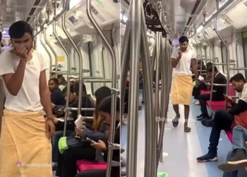 Man Was Walking In Metro Wearing A Towel Video Goes Viral On Social Media