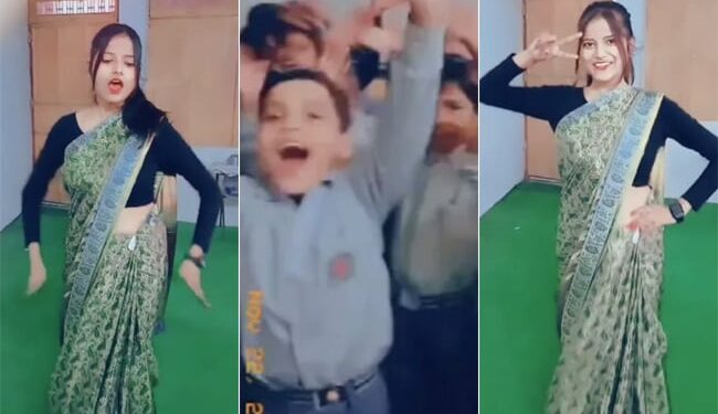 Teacher Dances With Students On Bhojpuri Song: Teacher Dances To Bhojpuri Song With Students In Classroom