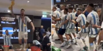 Lionel Messi Dances On Table With World Cup Trophy In Argentina Dressing Room After Winning World Cup Final 2022