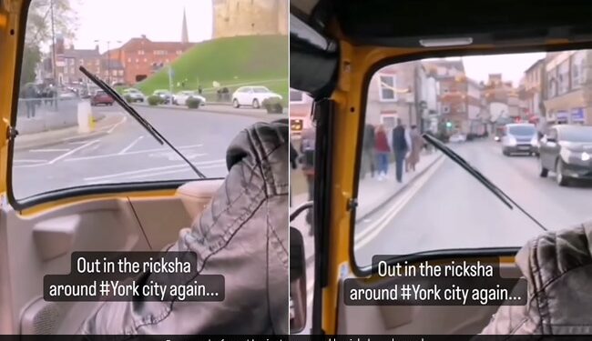 Man Taking An Auto Rickshaw Ride On The Streets Of UK Internet Loves It Watch Viral Video – इंग्लैंड की सड़कों पर ऑटो-रिक्शा की सवारी करते शख्स का Video वायरल, लोग बोले