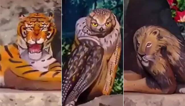 Anand Mahindra Shares Mesmerising Video Of Women Taking Form Of Animals | Artist Girl Changes Herself From Many Animals Impress Anand Mahindra