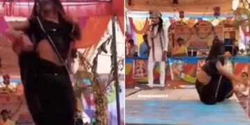 Black Saree Girl Dance Viral Video: Video Of Black Saree Girl Doing Strange Dance On Stage