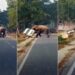 Angry Elephant Blocking Road Video: Biggest Angry Elephant Hit Vehicle IPS Officer Rupin Sharma Share Video