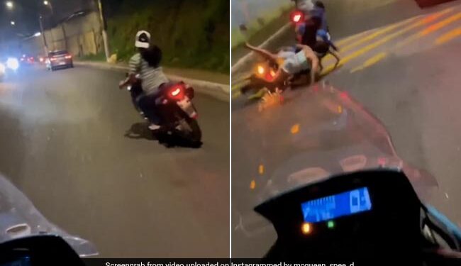 Girl Flying Like A Bird On The Bike Hit The Couple Going From Another Bike Then What Happened Next See Papa Ki Pari Shocking Video Ndtv Hindi Ndtv India