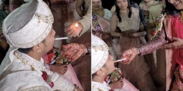Bride Parents Welcomed Groom At Wedding By Lighting A Cigarette For Him Internet Is Shocked See Viral Video – दुल्हन के माता-पिता ने शादी में दूल्हे को सिगरेट पिलाकर किया स्वागत, देखकर लोग हैरान, बोले