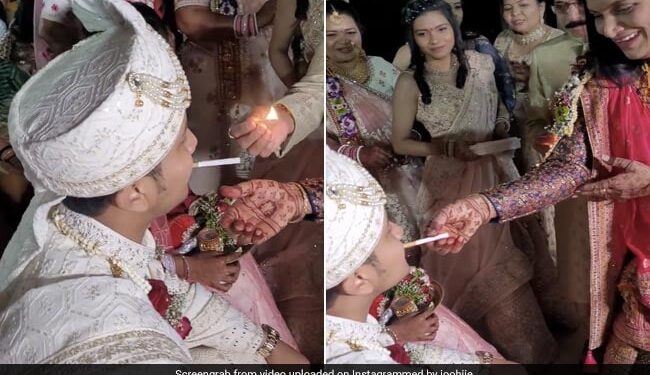 Bride Parents Welcomed Groom At Wedding By Lighting A Cigarette For Him Internet Is Shocked See Viral Video – दुल्हन के माता-पिता ने शादी में दूल्हे को सिगरेट पिलाकर किया स्वागत, देखकर लोग हैरान, बोले