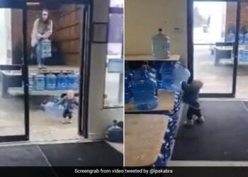 Little Boy Helps Mother Unload Massive Water Jars From Truck IPS Officer Shares Video