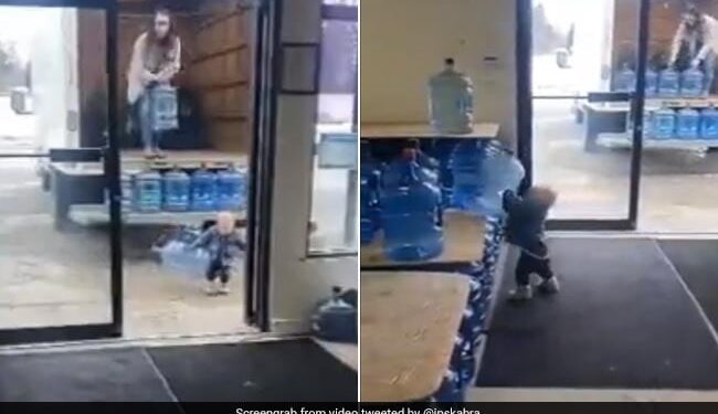 Little Boy Helps Mother Unload Massive Water Jars From Truck IPS Officer Shares Video