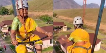 Rope-Cycling Stunt: Grandmother Started Cycling In The Air, People Appreciated Her Courage After Seeing The Stunt Ndtv Hindi Ndtv India