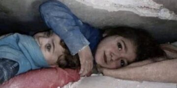 Moving Photo Shows Seven Year Old Girl Protects Little Brother Under Rubble In Syria Earthquake Melts Hearts Online
