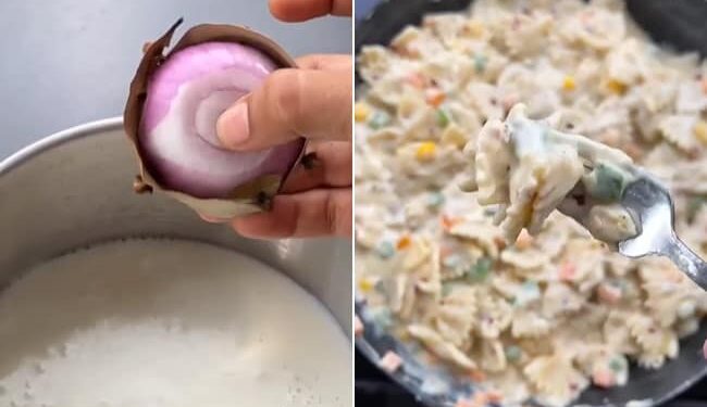 Onion In Milk: Weird Food Combination, Recipe Video Of White Sauce Pasta With Onion An Unusual Twist, People Angry
