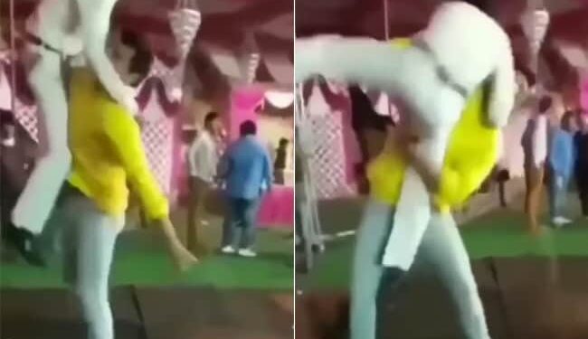 Two Friends Slap Dancing In Wedding Funny Viral Video | Video Of Two Friends Doing Funny Dance On DJ Floor Goes Viral