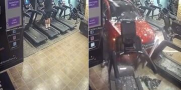 Car Crashes Into Gym Hit The Man Doing Workout On The Treadmill What Happened Next Watch Terrifying Video
