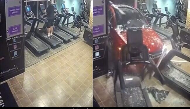 Car Crashes Into Gym Hit The Man Doing Workout On The Treadmill What Happened Next Watch Terrifying Video